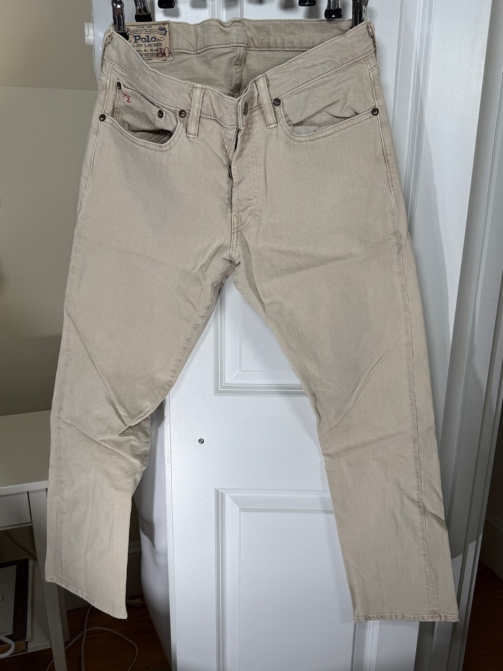Polo Ralph Lauren Varick Slim Straight Jeans Khaki 31x30 Mens